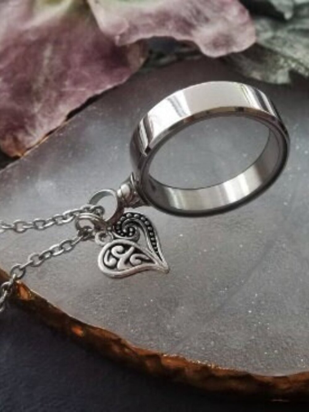 Stainless Steel Glass Locket Necklace Heart Charm Memory Memorial